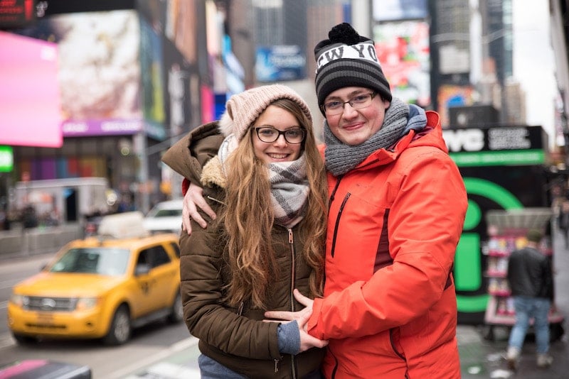 times square in winter during photo tour