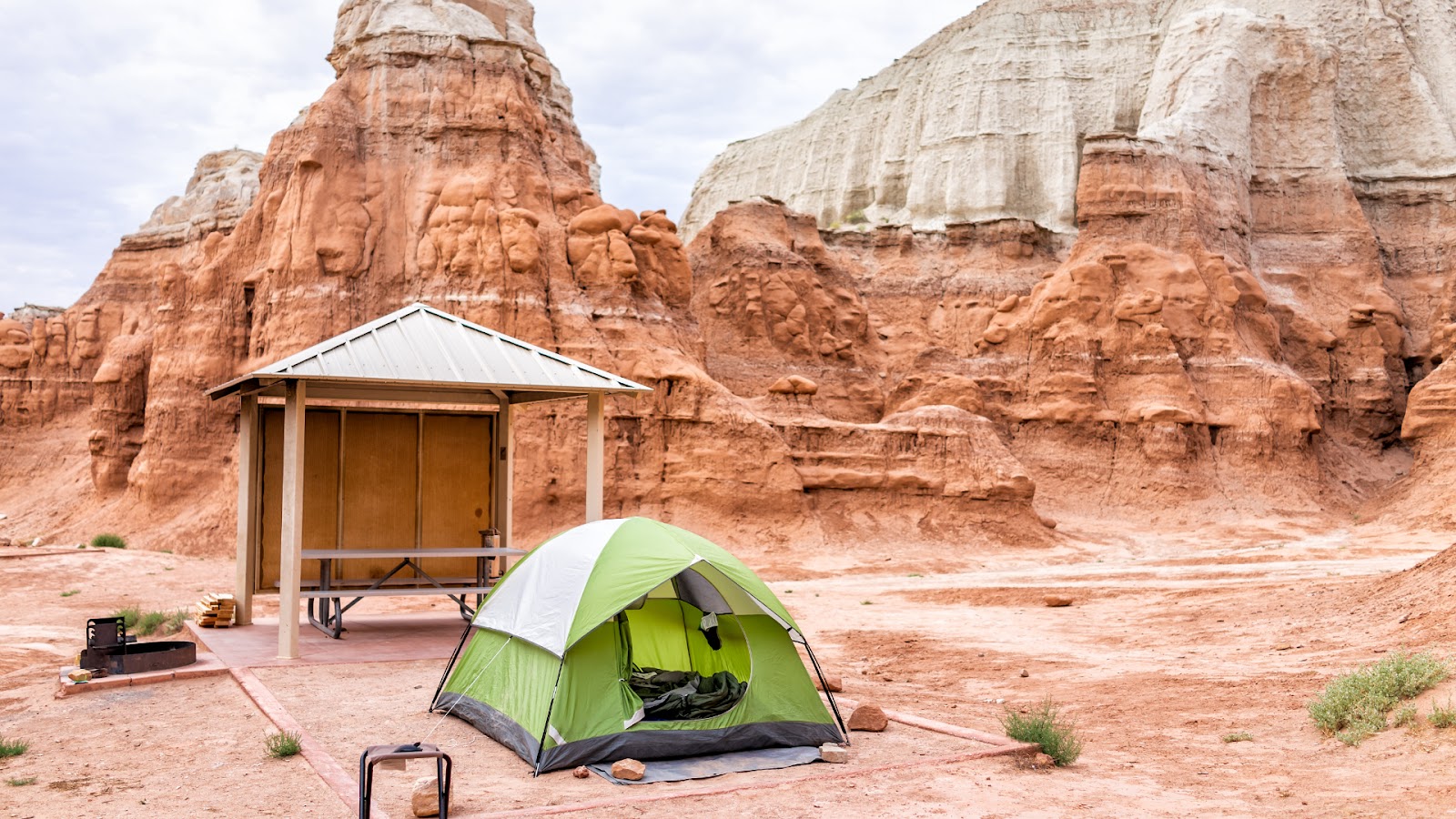 A tent in Goblin Valley